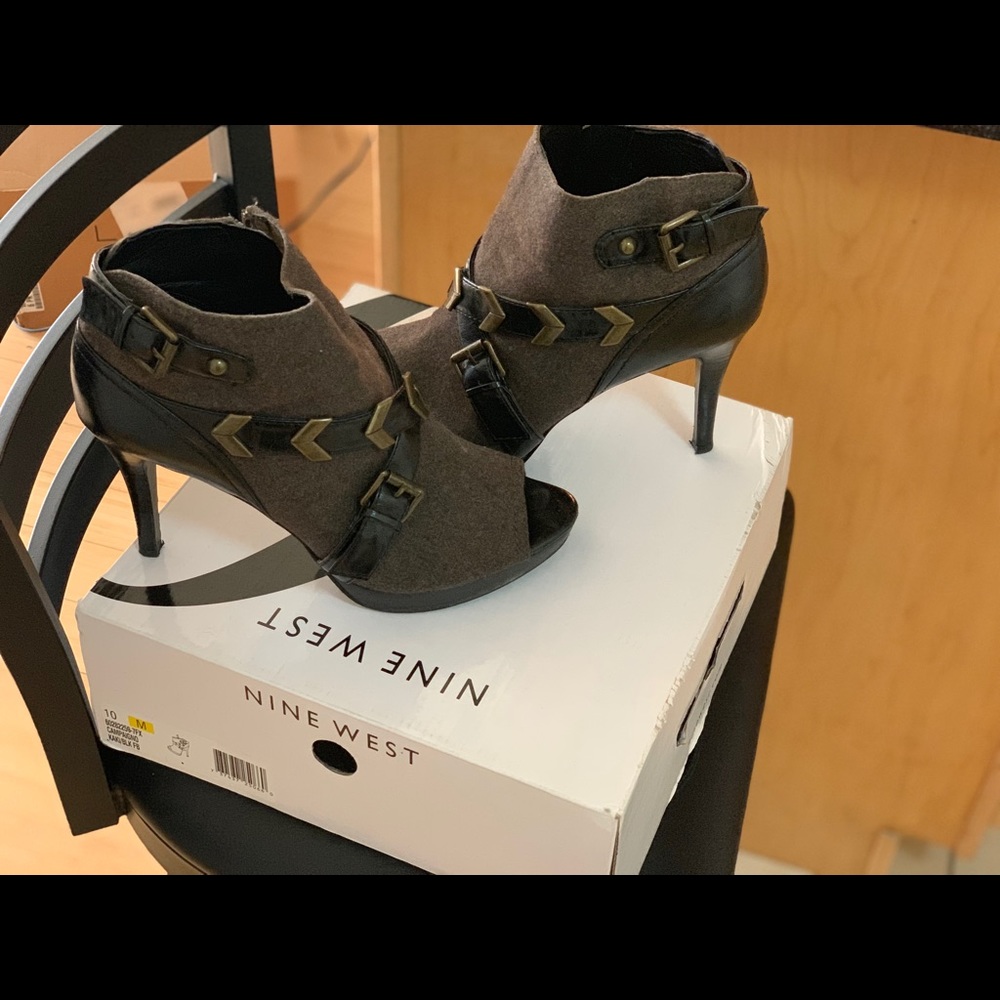 Nine West open toe ankle high heel booties